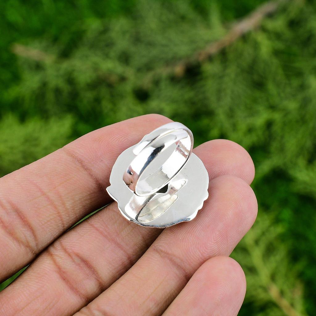 Pear Prehnite Rough Gemstone Sterling Silver Mother Elegant Promise Boho Ring