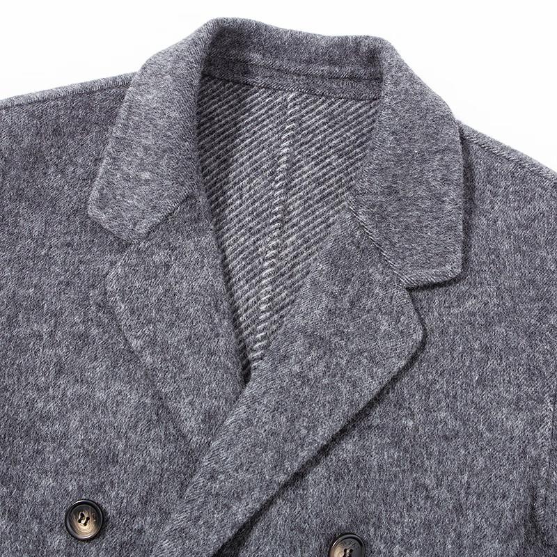 FAPAI Men's Double-Breasted Wool Blend Overcoat