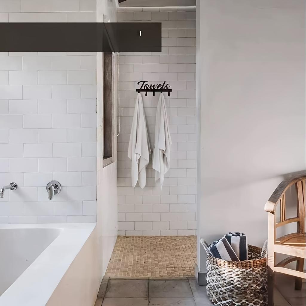 Wall-Mounted Powder-Coated Metal Towel & Coat Hook - Contemporary Row of Hanging Hangers Suitable for Bathroom, Wardrobe, Powder-Coated