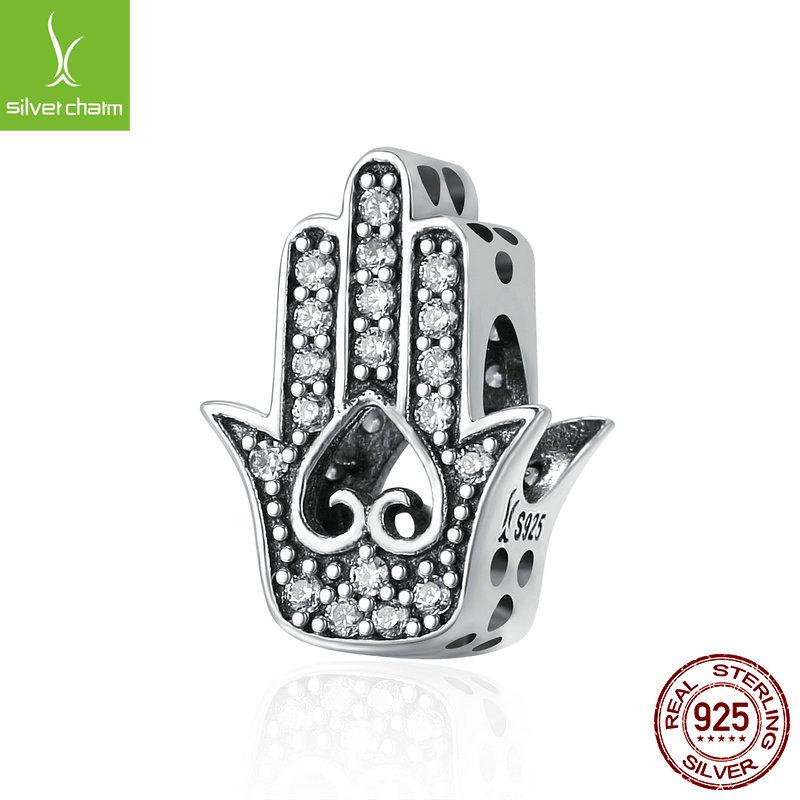 Veloco Sterling Silver s925 Fatima Hand Beads Women's Bracelet DIY Accessory