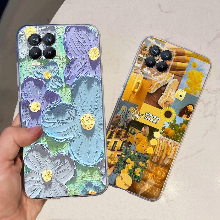 For Realme 8 Case Flower Fashion Cat Cute Cover Coques For Realme 8 Pro Phone Cases Cover Realme8 5G Realme 8i Fundas Soft Capa