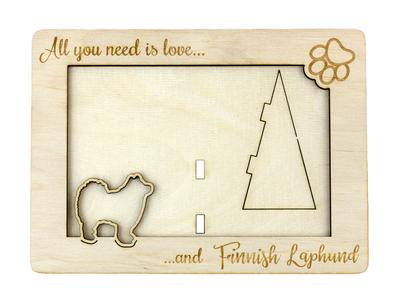 Finnish Lapphund, Finnish Lapponian Dog – Photo Frame, Engraved Wooden Frame |
