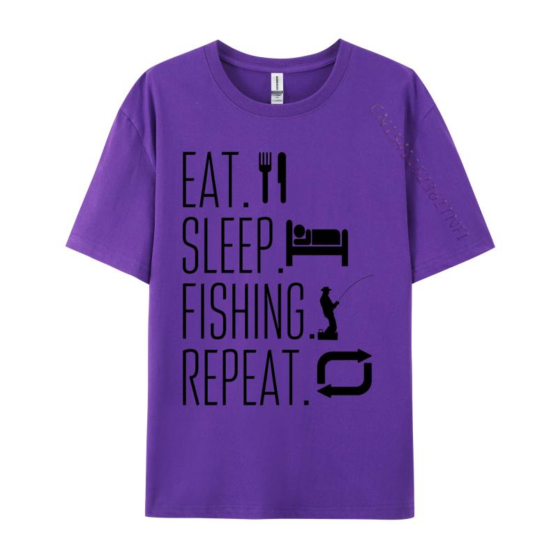 Eat Sleep Fish Repeat Tshirt Pure Cotton Unisexs Tops T Shirt Customized TeeShirts Graphic Casual Tshirts