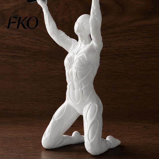 Matte White Pen Holder 3D Printed Kneeling Holder, Weightlifting Design Organizer, Desktop Decoration Creative Pencil for Office Home Accessories