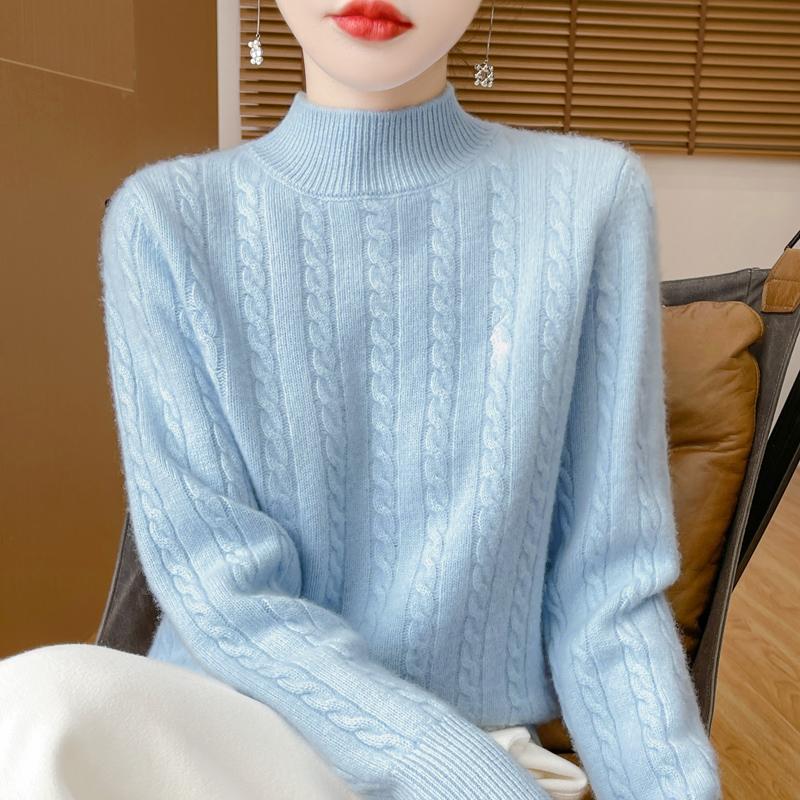 Women's Cashmere Sweater Qinghe Cashmere 30% Cashmere 70% Wool Autumn and Winter Pullover Warm and Fashionable