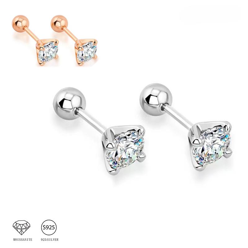 

Серьги из стерлингового серебра 925 пробы 0,3-1 карат * 2 с муассанитом и четырьмя коготьми, модные повседневные высококачественные дизайнерские серьги для нишевых женщин