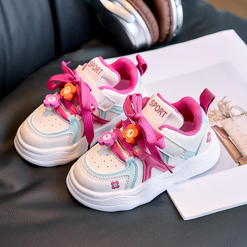 Boys Girls Skate Shoes Non-slip Soft Comfortable Kids Sports Shoes Flowers Cute 2025 Brand New Children Casual Shoes Hook&loop