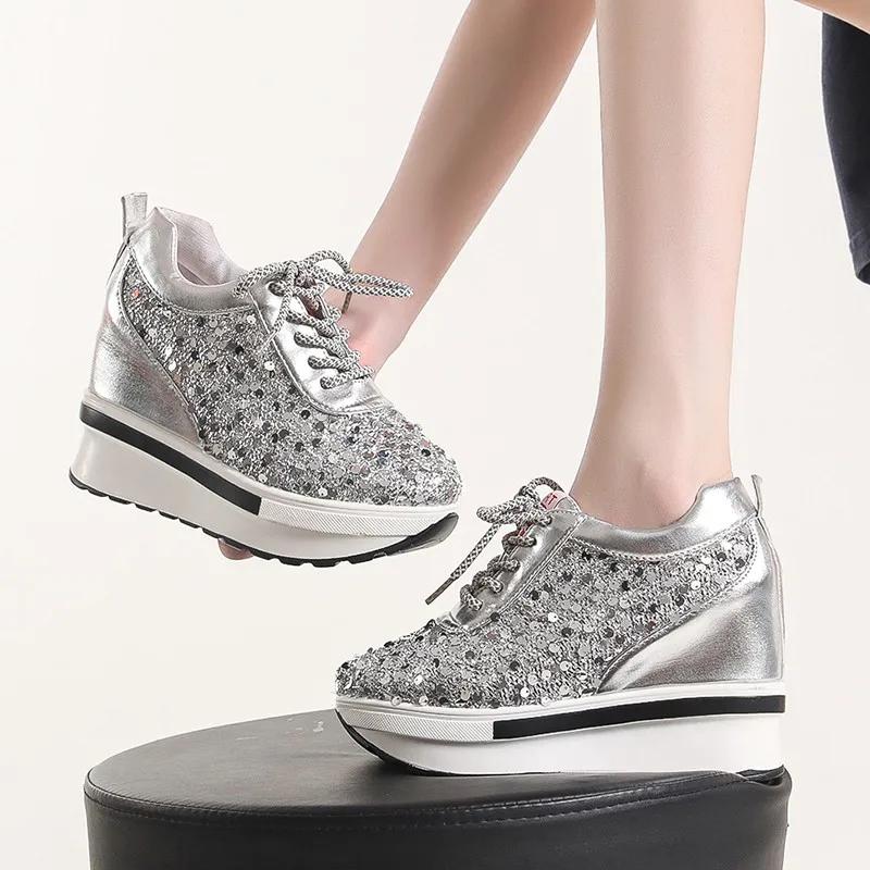 Мода 2024 Весна и Осень Модные Круглые Носки Однотонные Блестки Повседневные — фото 3