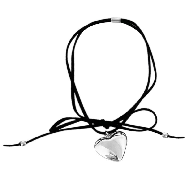 

Heart Pendant Collar Necklace Long Rope Bow-Tie Choker Necklace Fashion Jewelry Neck Tie Clavicle Chain Necklace