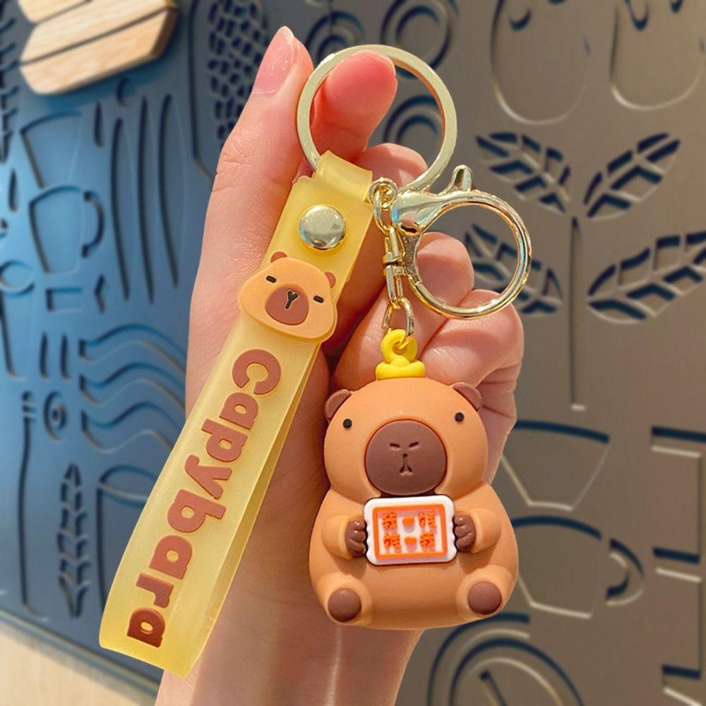 Letter Cartoon Dolls Keychains Lotus Flower Car Keyring Capybara Bag Pendant  Car Accessories