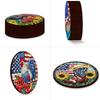 Patriotic Wooden Coasters, Vintage American Theme Coasters with Heat Resistant & Non-Slip Design, 10cm Round Universal Size for Holiday Decor