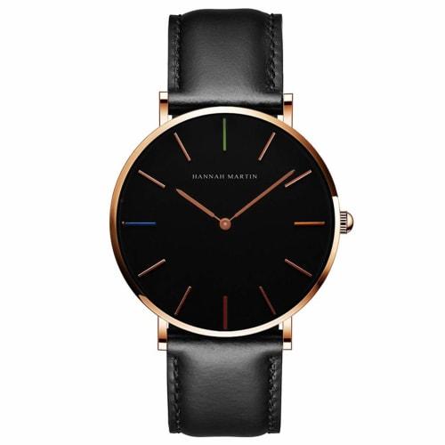 LECKY Men's Hannah Martin Watch, Simple Fashion Casual Business Watch with Japanese Quartz Movement, 40mm Dial, Genuine Leather Band, Unisex