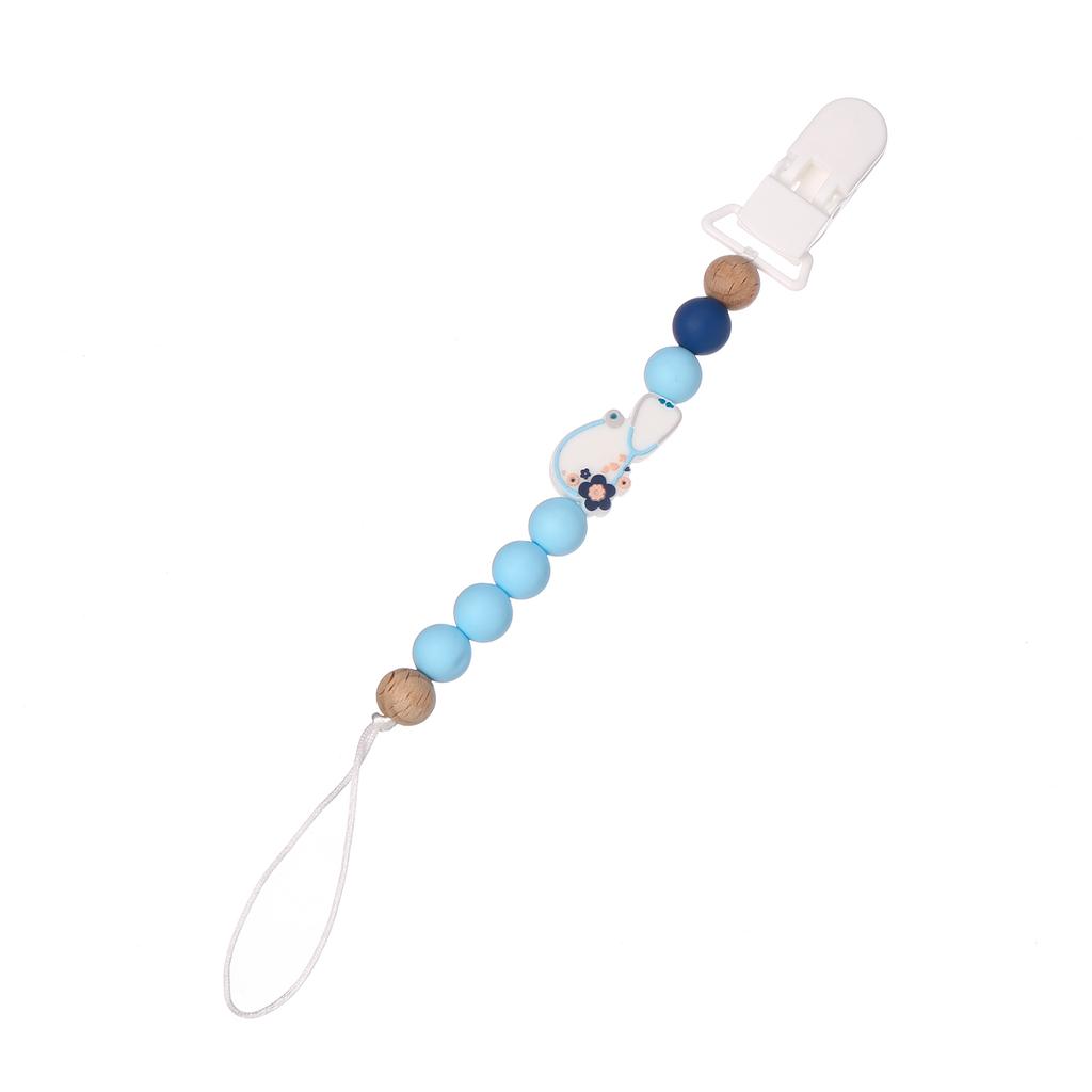 Cute Cartoon Animal Silicone Baby Pacifier Clips Wood Beads Soother Chew Teethers Toys Dummy Safe Teething Pacifier Chains Gifts