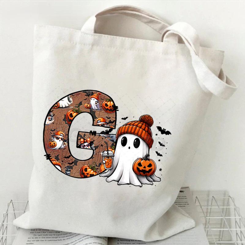 26 Letters Personalized Printing Trend Handbag Commuter Shoulder Bag Canvas Bag