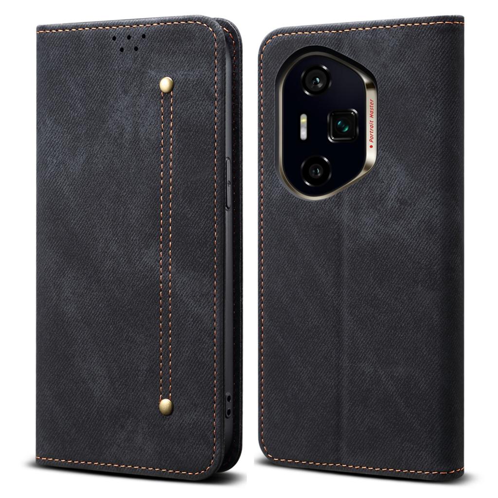 For Honor 300 Pro Case Jeans Cloth Texture Anti-Scratch Leather Stand Phone Cover