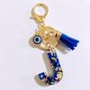 1 Stück Buchstaben-Charms-Anhänger mit Strasssteinen und Quaste Blaue Harz Initialen Schlüsselanhänger Stilvolles Geschenk für Frauen
