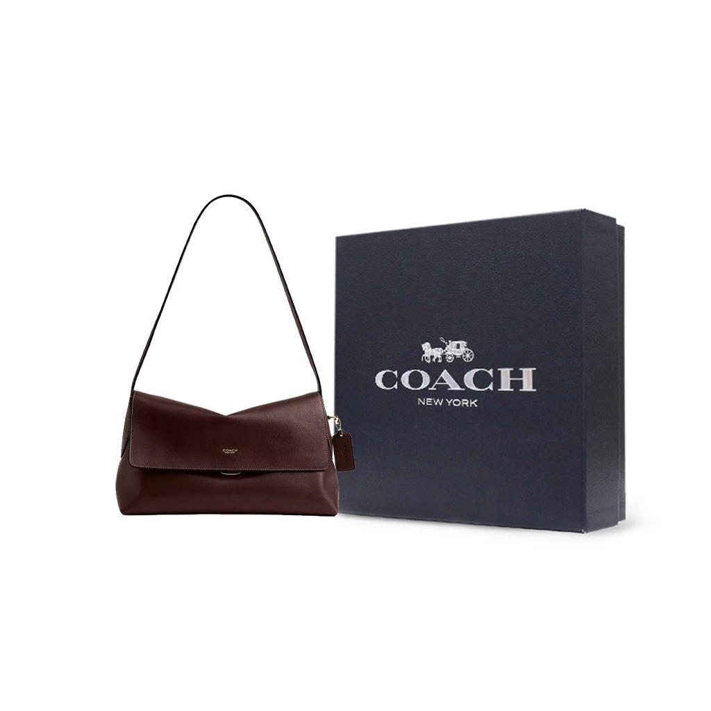 COACH Chelsea Natural Grain Cow Leather Shoulder Bag Large Women's Maple Brown CDS58-B4MPL