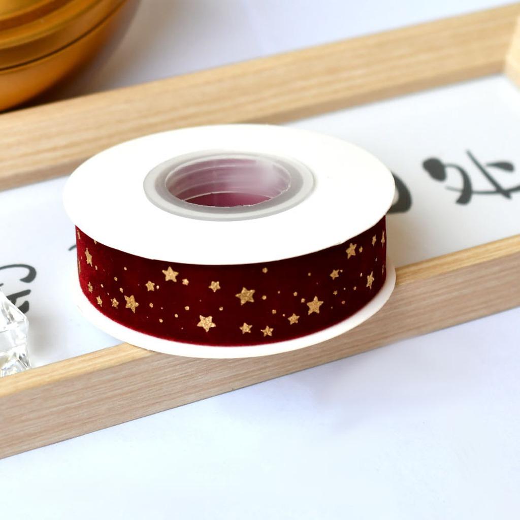 Flocked Velvet Ribbon Festive Gold Foil Printed Ribbon Christmas Velvet Ribbon Classic For Cake Packaging Wedding Event Bow