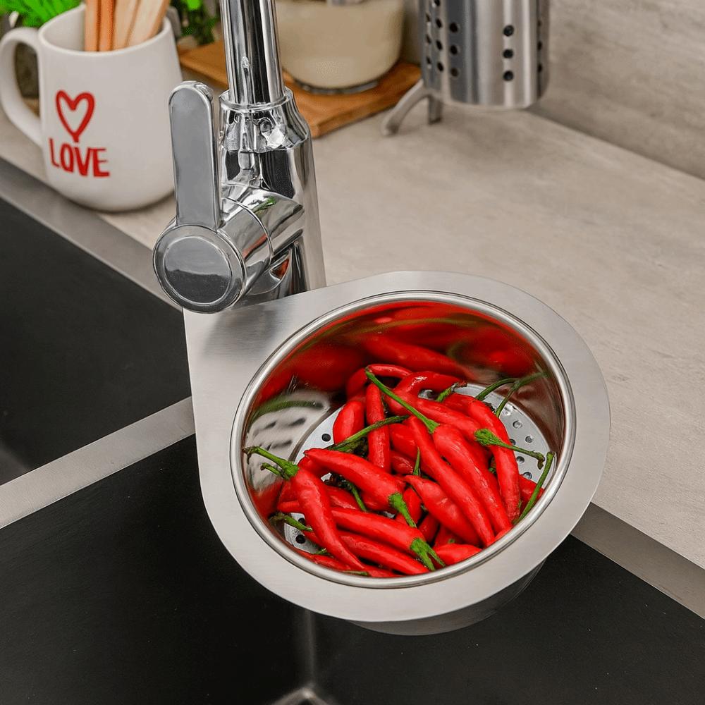 Torr Våt Separation Svanformad Diskho Avloppskorg Hängande Frukt Grönsaks Avrinningsställ Badrum