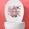Cartoon Birdcage On a Branch Toilet Seat Sticker Bathroom Decor Removable Waterproof Decal