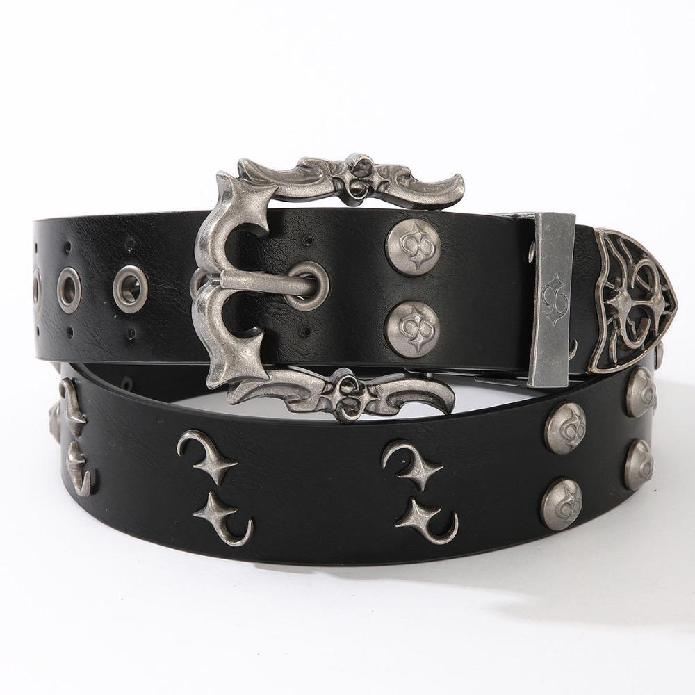 PU Leather Y2K Belt Spicy Girl Men Belt Trend Rivet Belt Jeans Accessories