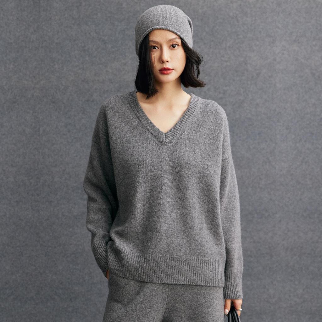 Women's Cashmere Knitwear: Solid Color Loose Fit for Autumn/Winter