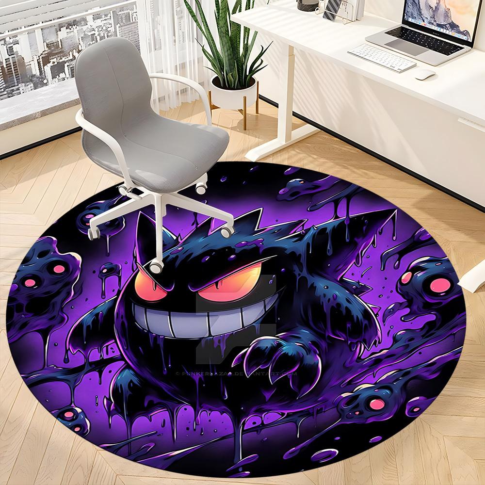 1pz Gengar, Tappeto Sedia Pokémon per Ufficio, Tappeto in Fibra di Poliestere Lavabile Antiscivolo per Interni, Tappetino per Ufficio, Lavabile in Lavatrice