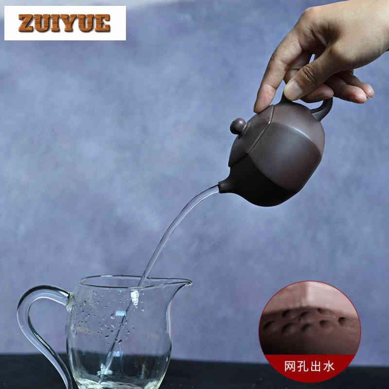 160ml Yixing Purple Clay Teapots Handmade Hexagonal Xishi Pot Raw Ore Purple Mud Kettle With Filter Chinese Zisha Teaset Craft