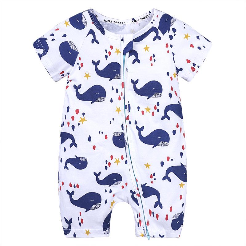 Kids Tales Lion Romper: Newborn Short Sleeve Double Zipper Jumpsuit