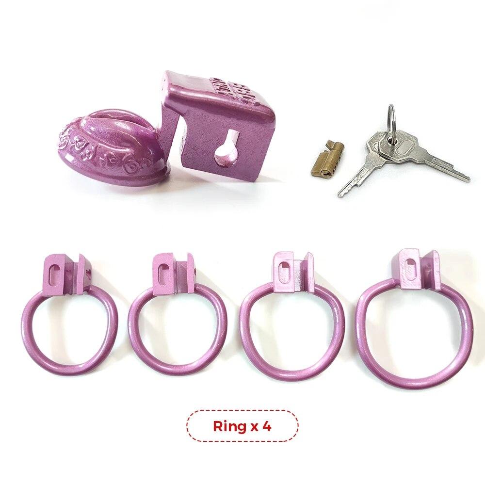 BBC Only CD TS Super Small Pussy Vaginal Chastity Cage Devices 4Rings Ladyboy Male Cock Cage Penis Ring Lock BDSM Men'S Sex Toys