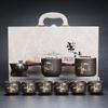 Lila Sand Schritt für Schritt Gaosheng Kung Fu Tee-Set, Handbemaltes Gold-Set, Teekanne, Haushalt Rohmineral Schlamm Teekanne, Teetassenset