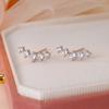 Diamond Stud Earrings for Women's Light Luxury Niche Design Sense, Dongdaemun, South Korea, One-row Zircon Earrings Temperament Celebrity Earrings