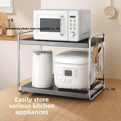 Kitchen Microwave Oven Rack Storage Rack No-Drill Household Organizer Rack with Drawers Storage Shelf