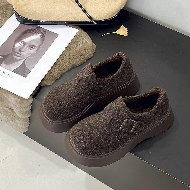 Thick-soled velvet warm Birkenstocks winter new woolen cotton shoes small snow boots