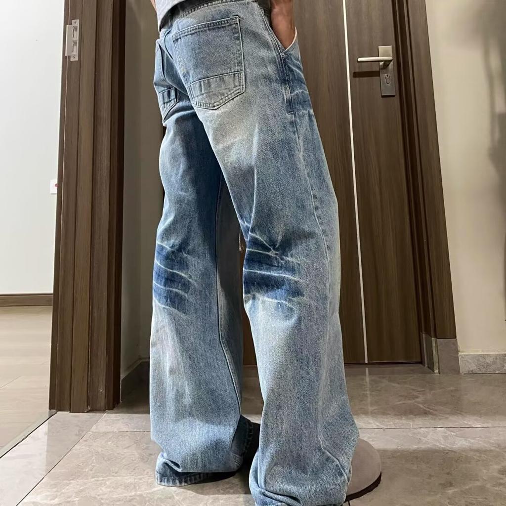 JYL Men's Flare Jeans Autumn Vintage Versatile Loose Slim Casual Denim Pants