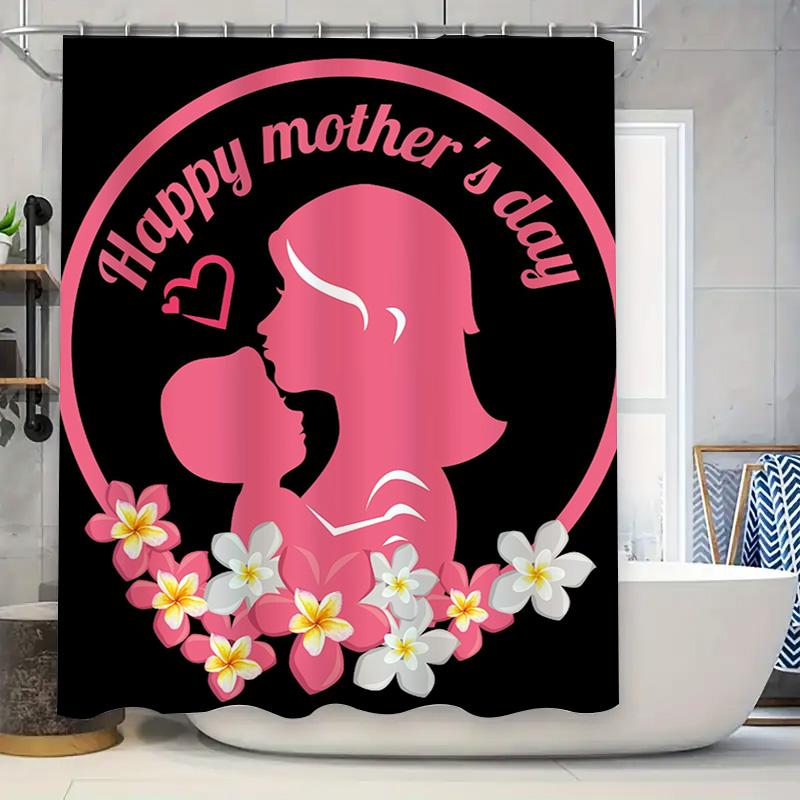 Happy Mother'S Day Silhouette Print Shower Curtain
