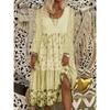 Women Long Sleeve Printed Round Neck Casual Dress
