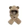 Plush bear hat, scarf, integrated thickened scarf, cute winter versatile cycling to keep warm, plush ear protectors and hooded.