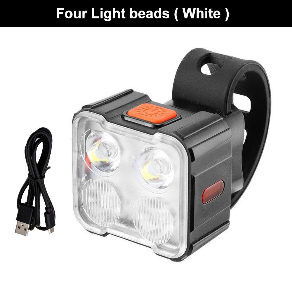 Red/White Cycling Taillight 6 Lamp Headlight Bicycle Lights Bike Safety Warning Light LED USB Rechargeable Waterproof Bike Light
