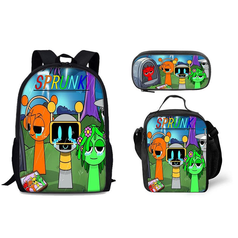 Rhythm Box Printed Backpack Sprunki Music Game Elementary And Secondary School Children'S School Bag Meal Bag Pencil Case