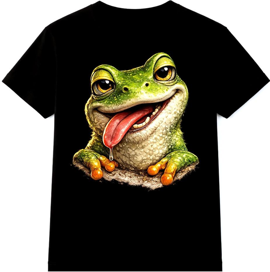 Funny Frog T Shirt Smiling Animal Graphic Tee Casual Everyday Fun Top S разноцветный