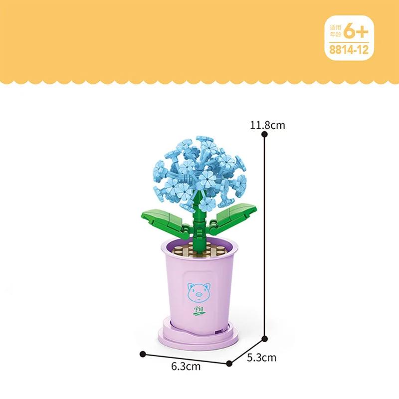 Hot Creative Small Building Block Flower Art Classic Brick Mini Potted Plant Gift For Girls Desk Decoration Simple Assembly Toys
