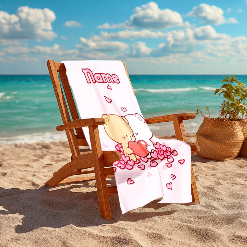 Personalized customized proof beach towel with Bubu Dudu  pattern - soft, absorbent, quick-drying, perfect swimming, camping&bathing