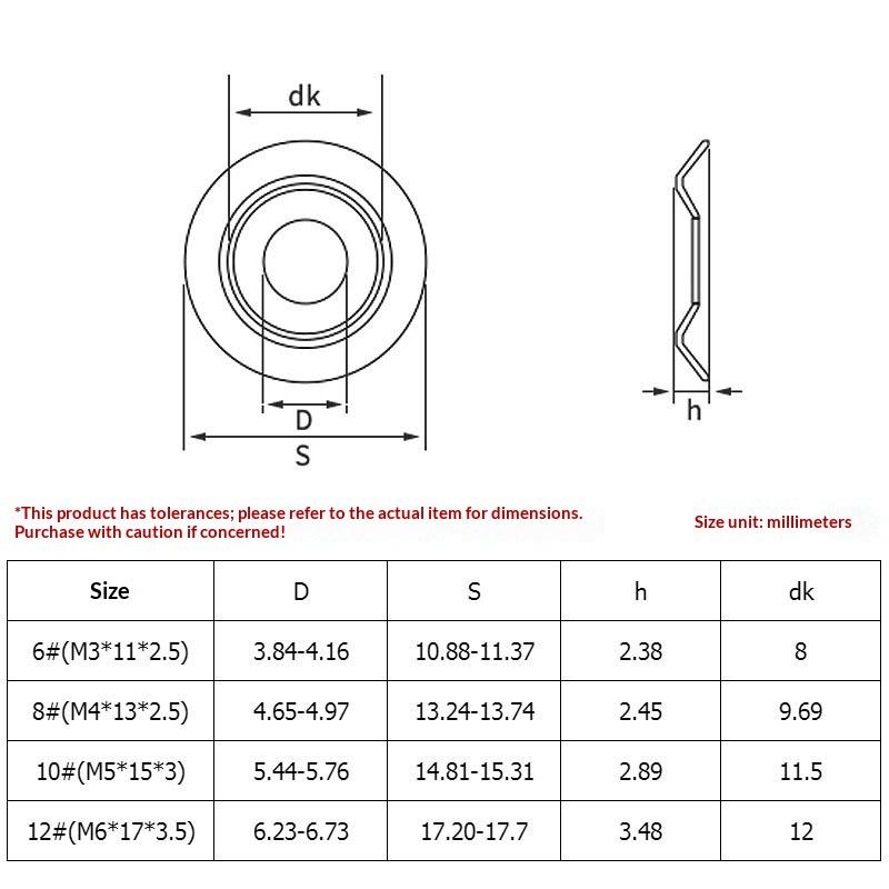 Bol din oțel inoxidabil 304 Tip Șaibă Conică Șaibe cu Cap Încastrat Scobită Concav-Convexă Ochi de Pește Gasket
