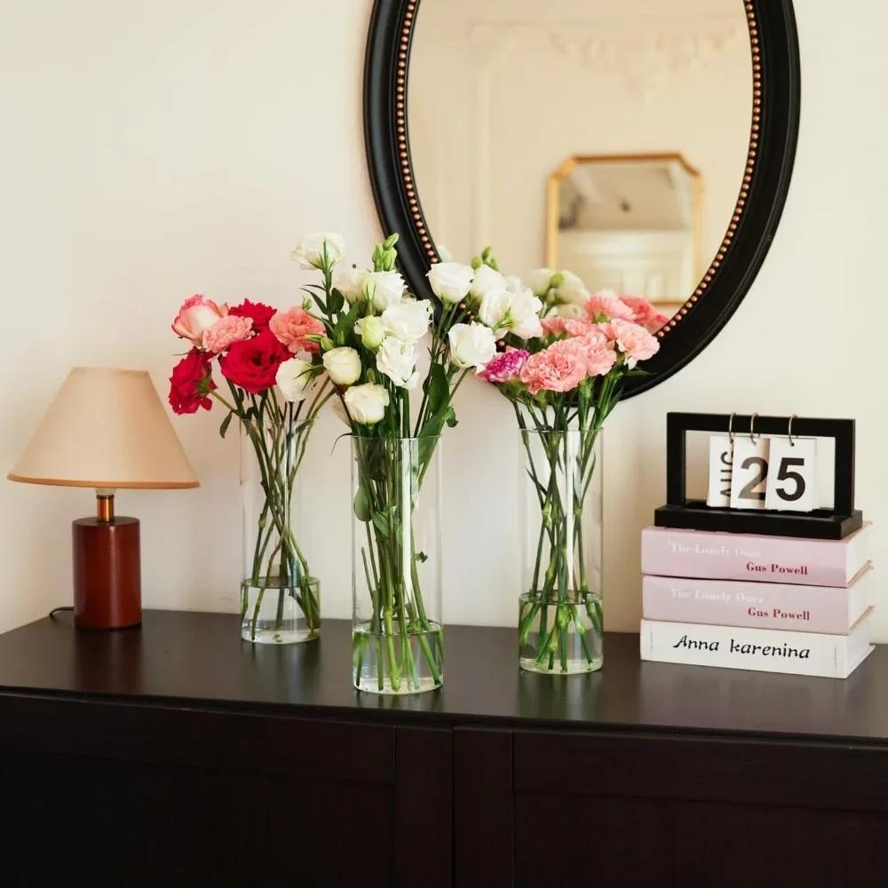 7pcs Glass Cylinder Vases for Centerpieces - 10 Inch Tall Glass Vases for Flowers Home Decoration Wedding Table Decoration Vase