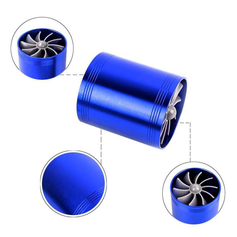 Car Air Turbine Refit Turbo Gas Fuel Oil Saver Dual Fan Turbo Supercharger Turbine Fit For Air Hose Dia 65-74mm T7K6