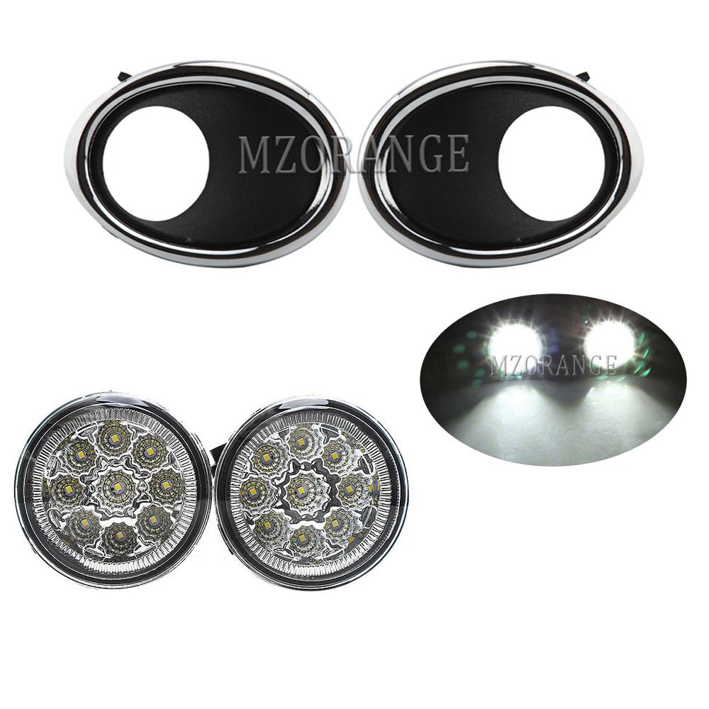 Fog Lights LED Fog Light for Nissan QASHQAI J11 ROGUE 2015 2016 2017 Car Front Bumper Light Chrome Fog Lamp Cover Grill Bezel