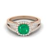 925 Sterling Silver Rose Vermeil 2.22 Cts Cushion Emerald Solitaire With Accent Split Shank Wedding Women Ring