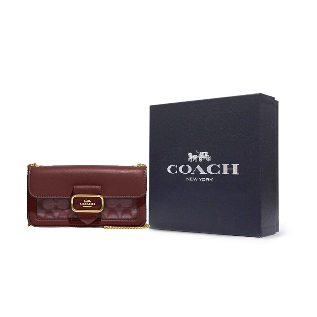 COACH Morgan Fabric With Cow Leather Shoulder Bag, Crossbody Bag Small Women's Burgundy CH150-IMMZI