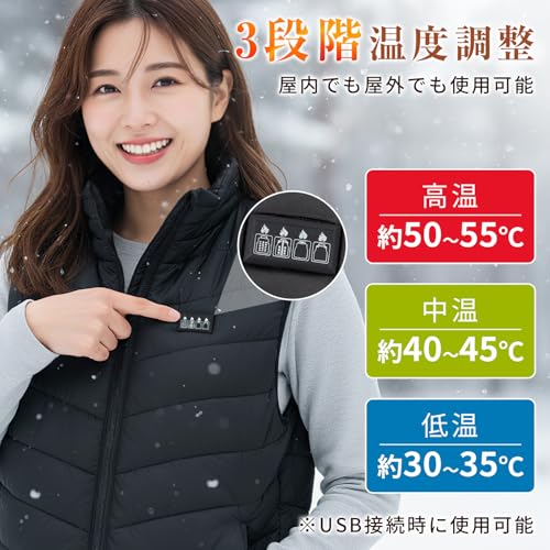 BOTISONE Electric Heated Vest (26 Heating Points & DC/USB 2-Way Power Supply), 4 Independent Front and Rear Heating Zones, 3 Temperature Settings, Rap